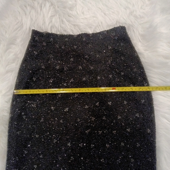 Couture designer Naeem Khan black evening long length beaded skirt size 4 - Picture 4 of 8